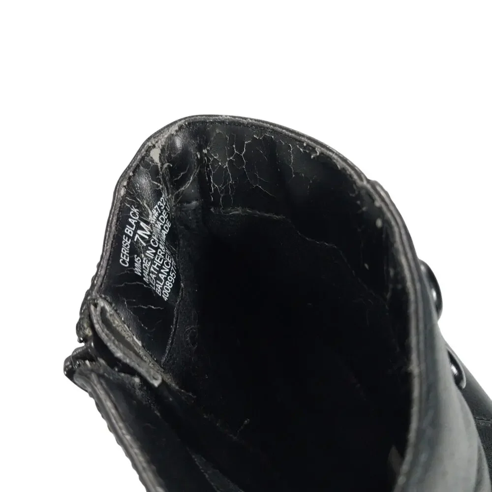 CROFT & BARROW! BLACK GENUINE LEATHER CHUNKY HEEL, NIPPED TOE ANKLE BOOTS! SZ 7M